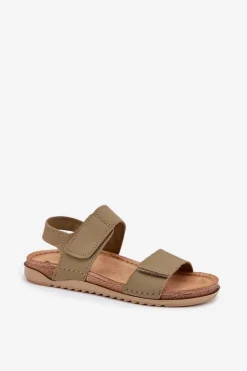 Online INBLU Skórzane Sandały Damskie AA0001KU Zielone Zielony