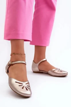 Online Maciejka Skórzane Sandały Damskie 06641-25 Złote