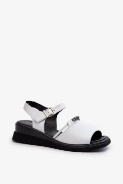 Best Buty damskie Vinceza Skórzane Sandały Damskie Na Koturnie Vinceza 66624 Białe