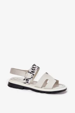 Damskie Buty damskie Vinceza Skórzane Sandały Damskie Na Płaskim Obcasie Panterka Vinceza 66780 Beżowe