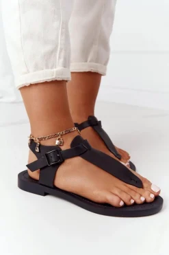 Sale Big Star Shoes Skórzane Sandały Japonki Big Star HH274700 Czarne