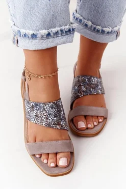 Damskie Maciejka Skórzane Sandały 05167-10 Ciemny Beż