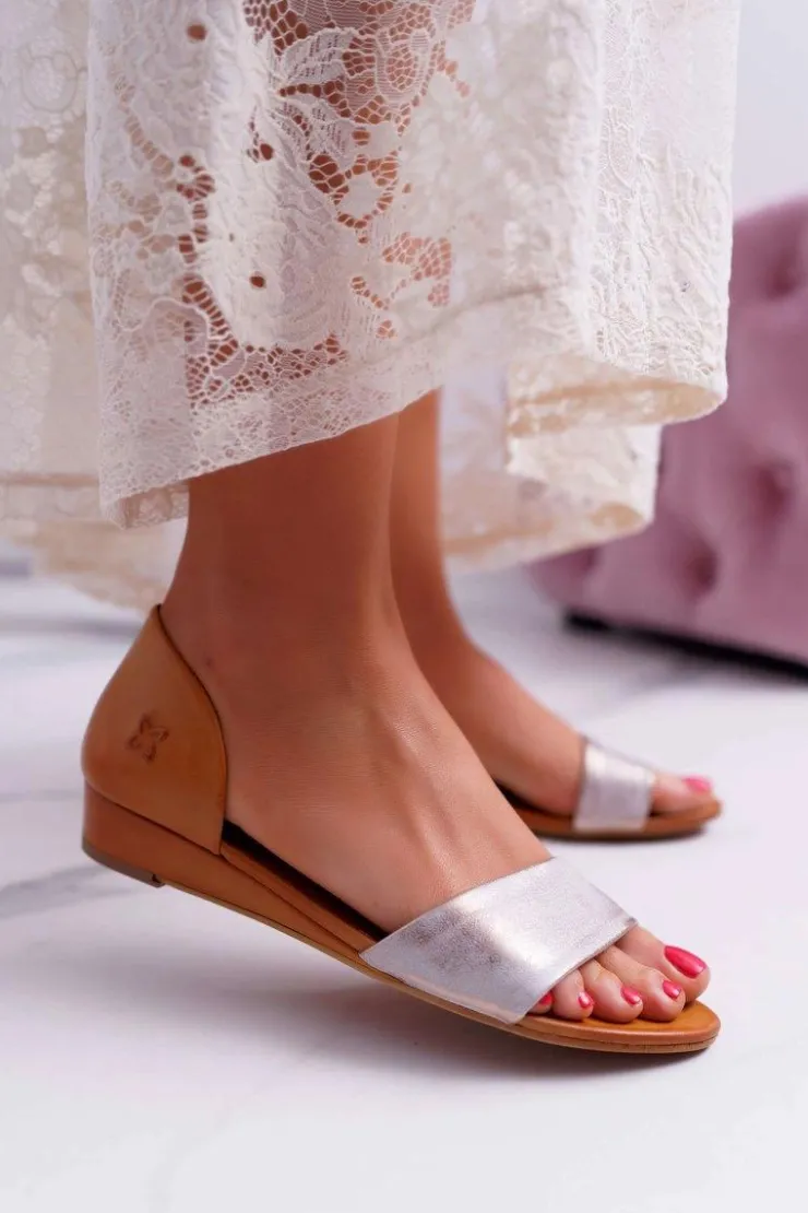 Maciejka Sandały Na Koturnie|Sandały Płaskie*Skórzane Sandały 1971-45 Rude