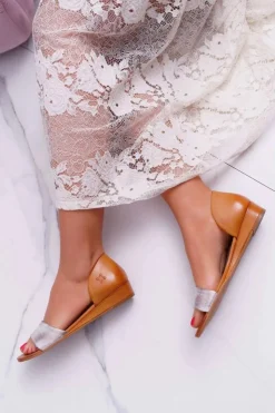 Maciejka Sandały Na Koturnie|Sandały Płaskie*Skórzane Sandały 1971-45 Rude