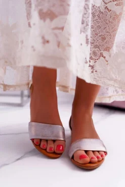 Maciejka Sandały Na Koturnie|Sandały Płaskie*Skórzane Sandały 1971-45 Rude