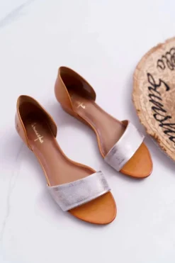 Maciejka Sandały Na Koturnie|Sandały Płaskie*Skórzane Sandały 1971-45 Rude