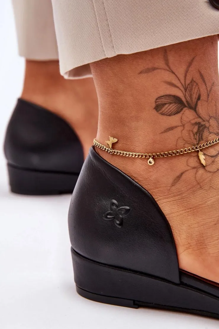 Clearance Maciejka Skórzane Sandały 1971-65 Czarne