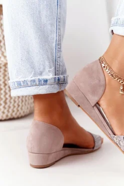 Damskie Maciejka Skórzane Sandały 1971-56 Beżowe