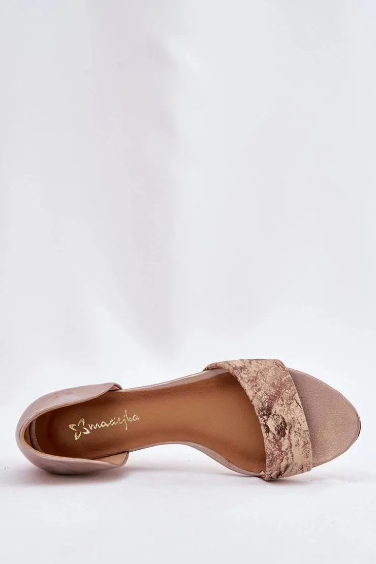 Damskie Maciejka Skórzane Sandały 01971-71 Złote