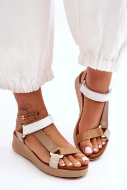 Maciejka Sandały Na Koturnie*Skórzane Sandały L5186-04 Beżowe