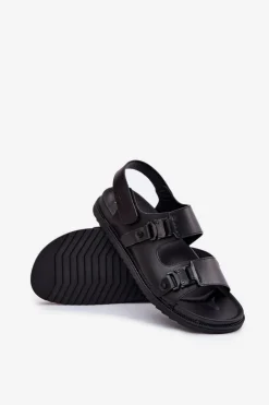 Big Star Shoes Skórzane Sandały Męskie Big Star RR174086 Czarne