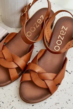 Zazoo Sandały Na Obcasie*Skórzane Sandały Na Delikatnym Obcasie 40372 Brązowe Brązowy