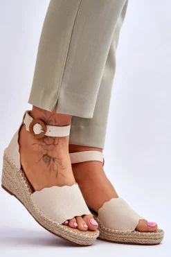 Discount Evento Skórzane Sandały Na Koturnie Comfort Shoe Beżowe Verola