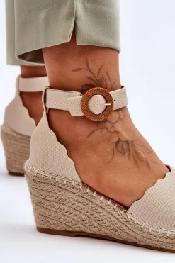 Discount Evento Skórzane Sandały Na Koturnie Comfort Shoe Beżowe Verola