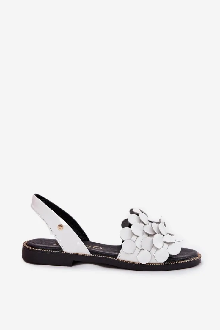 Clearance Zazoo Skórzane Sandały Na Płaskim Obcasie 40425 Białe Biały