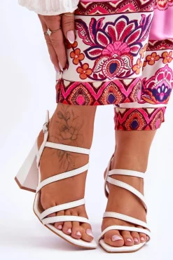 Boto Sandały Na Obcasie*Skórzane Sandały Na Słupku Białe Florentina