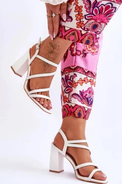 Boto Sandały Na Obcasie*Skórzane Sandały Na Słupku Białe Florentina