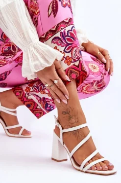 Boto Sandały Na Obcasie*Skórzane Sandały Na Słupku Białe Florentina