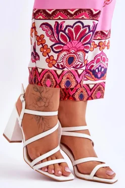 Boto Sandały Na Obcasie*Skórzane Sandały Na Słupku Białe Florentina