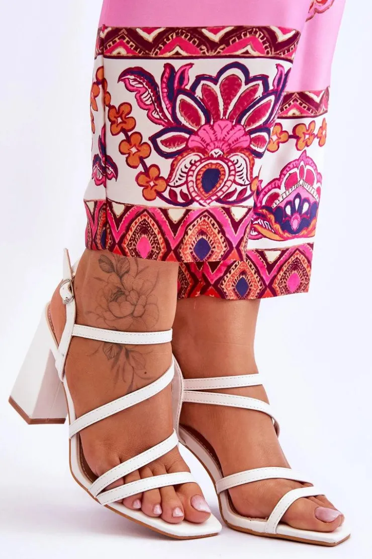 Boto Sandały Na Obcasie*Skórzane Sandały Na Słupku Białe Florentina