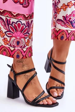 Boto Sandały Na Obcasie*Skórzane Sandały Na Słupku Czarne Florentina