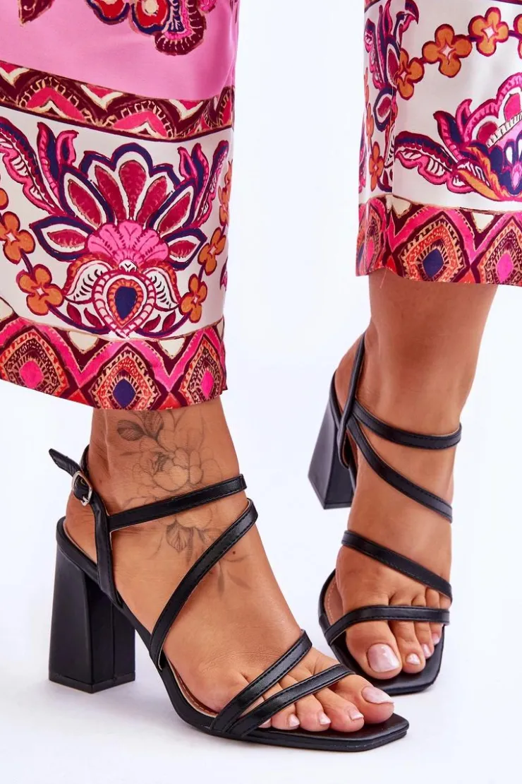 Boto Sandały Na Obcasie*Skórzane Sandały Na Słupku Czarne Florentina
