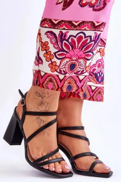 Boto Sandały Na Obcasie*Skórzane Sandały Na Słupku Czarne Florentina