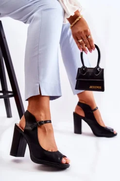 Boto Sandały Na Obcasie*Skórzane Sandały Na Słupku Czarne Visali