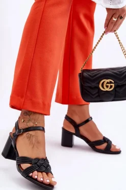 Boto Sandały Na Obcasie*Skórzane Sandały Na Słupku Czarne Meriel