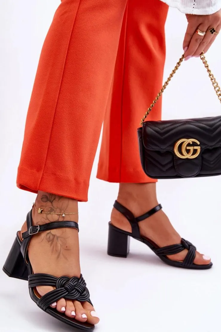 Boto Sandały Na Obcasie*Skórzane Sandały Na Słupku Czarne Meriel