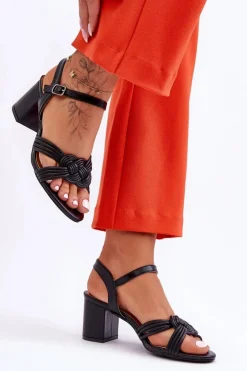 Boto Sandały Na Obcasie*Skórzane Sandały Na Słupku Czarne Meriel