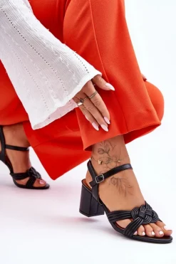 Boto Sandały Na Obcasie*Skórzane Sandały Na Słupku Czarne Meriel