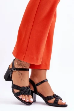 Boto Sandały Na Obcasie*Skórzane Sandały Na Słupku Czarne Meriel