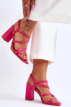 Boto Sandały Na Obcasie*Skórzane Sandały Na Słupku Fuksja Florentina