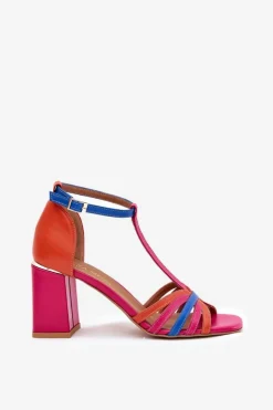 Discount Laura Messi Skórzane Sandały Na Słupku 2879 Multikolor