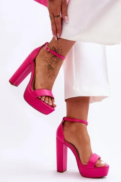 Boto Sandały Na Obcasie*Skórzane Sandały Na Wysokim Słupku I Platformie Różowe Sky Dream