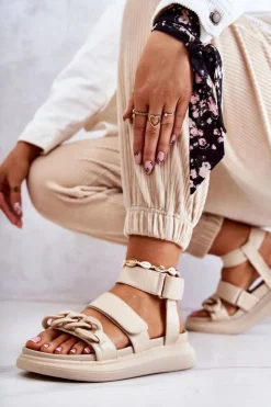 Online Boto Skórzane Sandały Z Łańcuchem La.Fi Beżowe Alissia
