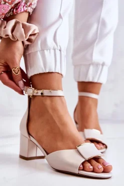 Sale Buty Sergio Leone Skórzane Sandały Z Ozdobą Beżowe Floren