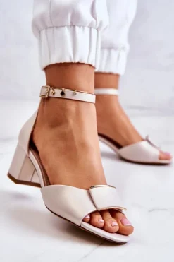 Sale Buty Sergio Leone Skórzane Sandały Z Ozdobą Beżowe Floren