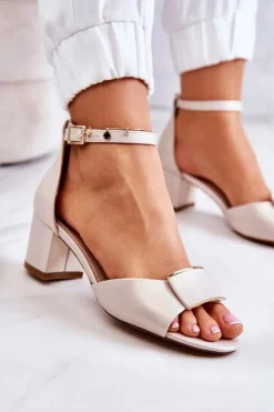 Sale Buty Sergio Leone Skórzane Sandały Z Ozdobą Beżowe Floren