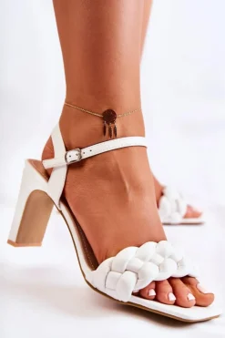 Buty damskie Vinceza Sandały Na Obcasie*Skórzane Sandały Z Warkoczem Białe Sofielle
