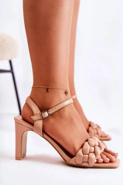 Damskie Buty damskie Vinceza Skórzane Sandały Z Warkoczem Nude Sofielle