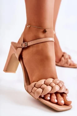 Damskie Buty damskie Vinceza Skórzane Sandały Z Warkoczem Nude Sofielle