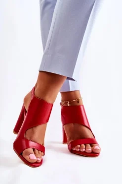 Discount Boto Skórzane Sandały Z Wycięciem Czerwone Maronni