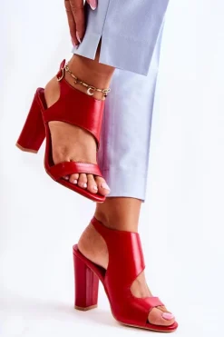 Discount Boto Skórzane Sandały Z Wycięciem Czerwone Maronni