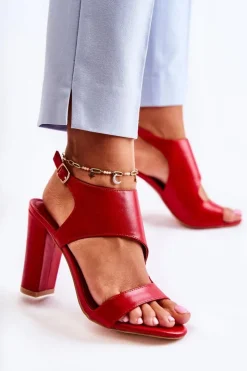 Discount Boto Skórzane Sandały Z Wycięciem Czerwone Maronni