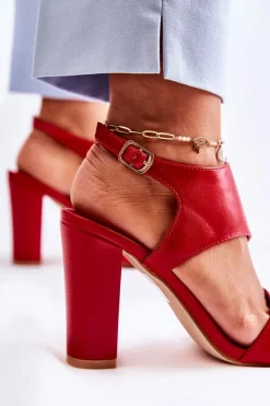 Discount Boto Skórzane Sandały Z Wycięciem Czerwone Maronni