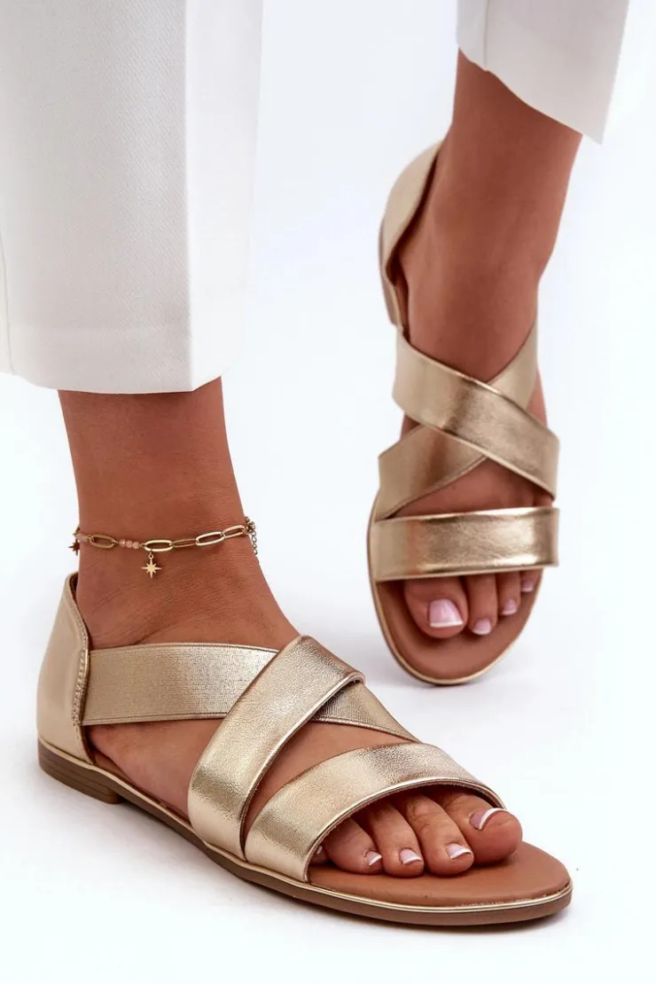 Sale Evento Skórzane Sandały Ze Ściągaczem Złote Apulia Złoty