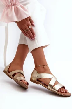 Sale Evento Skórzane Sandały Ze Ściągaczem Złote Apulia Złoty