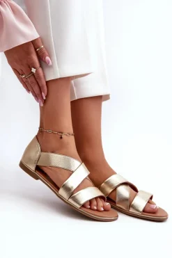 Sale Evento Skórzane Sandały Ze Ściągaczem Złote Apulia Złoty